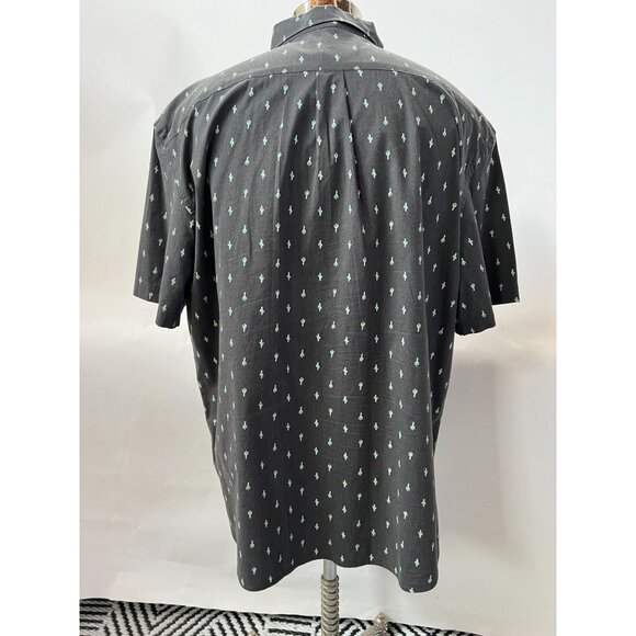 Mens Old Navy Gray Classic Fit Short-Sleeve Button-Up Shirt With Green Cactus Pr - Picture 3 of 16